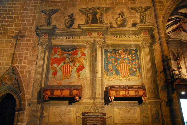 Sepulchres of the Count of Barcelona Ramon Berengeur I and his wife Almodis, founders of the 2nd Cathedral of Barcelona (1058)