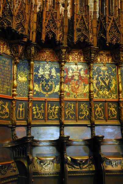 Choir stalls with the coats-of-arms of the Order of the Golden Fleece