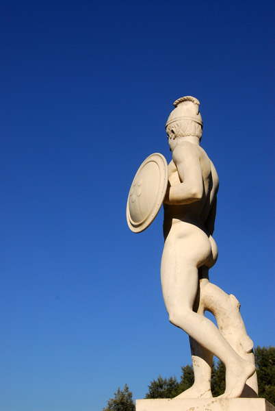 Sculpture of a classical male warrior, Montjuc