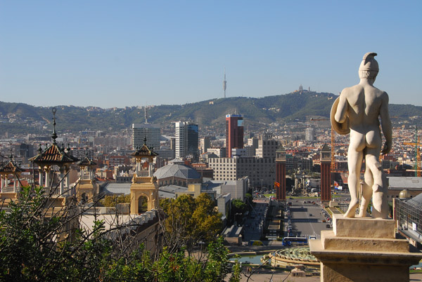 View from the terrace in front of the Palau Nacional over the city of Barcelona