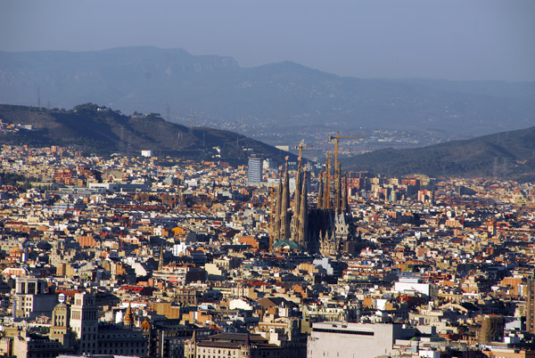 View of Barcelona from Montjuc with Sagrada Famlia