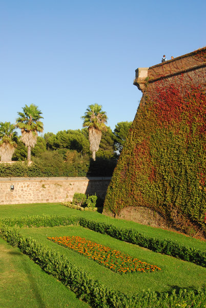 Garden beneath the ramparts of Ramparts of Montjuc Castle
