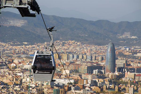 The cable car leading up to Montjuc Castle from central Barcelona