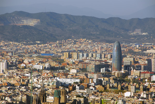 Barcelona with Torre Agbar from Montjuc Castle