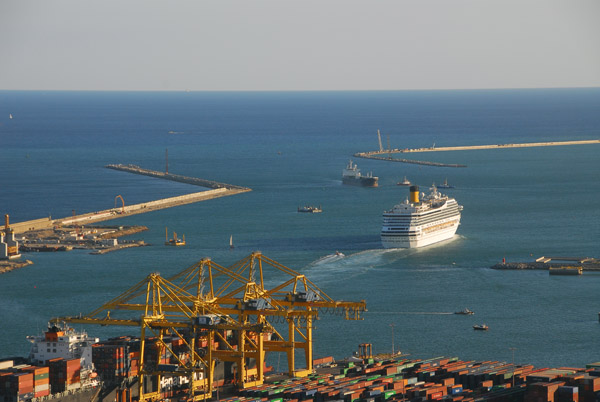 MS Costa Fortuna leaving the Port of Barcelona for a Mediterranean cruise