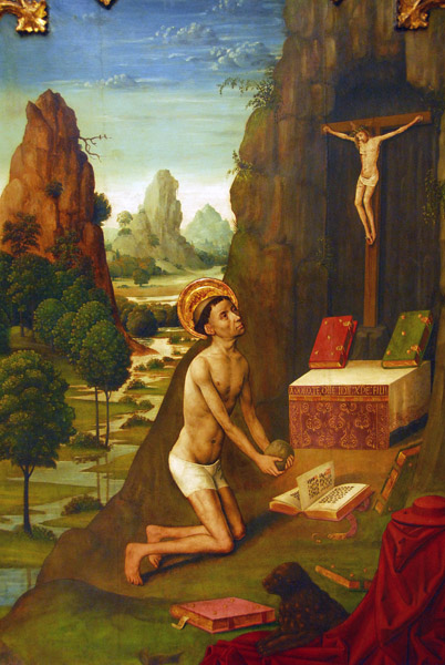 St. Jerome (Sant Jeroni) penitent; attributed to the Master of the Cathedral of Urgell, 1495
