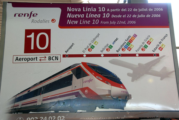 Line Metro Line 10 from Barcelona Airport to the city