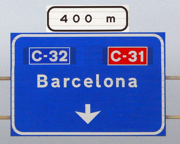 Road sign for Barcelona