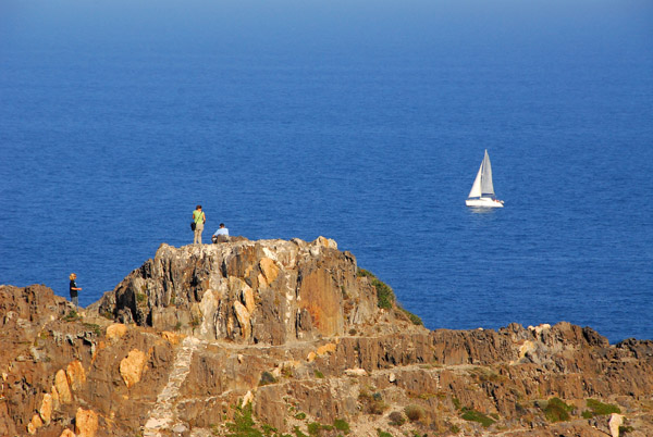 Cap de Creus with sailboat on the Mediterranean Sea