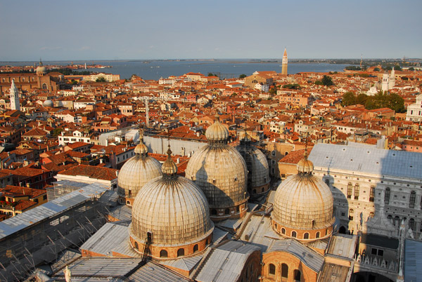 The five domes of St. Mark's Basilica seen from the Campanile