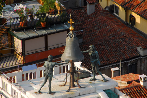 Bell and the moors on top of the Clock Tower of St. Mark