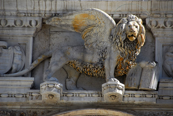Lion of St. Mark, the symbol of Venice, over the Scala dei giganti, Doge's Palace