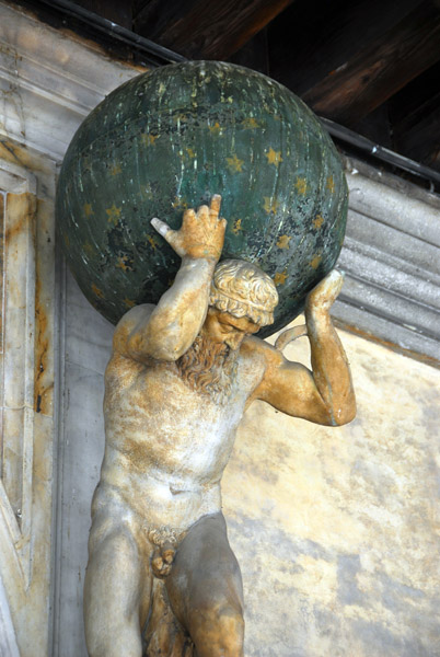Statue of Atlas on the second floor loggia, east side, Doge's Palace