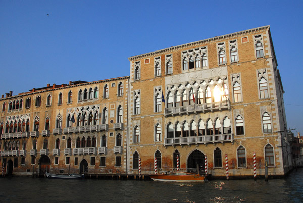 Palazzo Foscari on the Volta bend in the Grand Canal with Palazzo Giustinian to the left in the Dorsoduro district