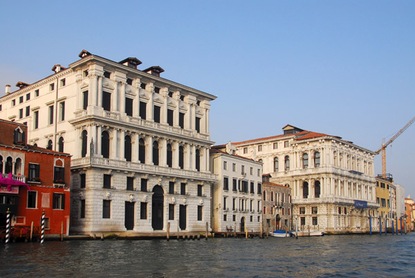 Palazzo Corner della Regina, Palazzo Correggio and Casa Pesaro along the Grand Canal west of the Rialto Bridge
