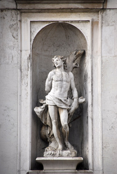 Statue of San Sebastian on the faade of Chiesa San Stae, Venice (Grand Canal)