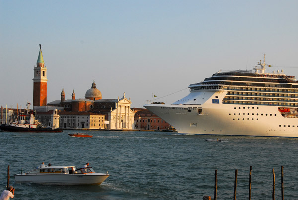 MS Costa Mediterranea sailing past the Doge's Palace with San Giorgio Maggiore in the background
