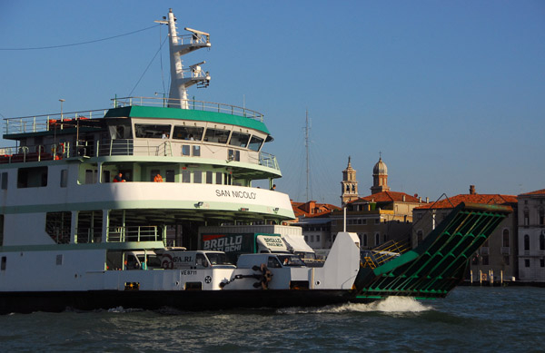 Venetian car ferry San Nicol outbound on Canale della Giudecca