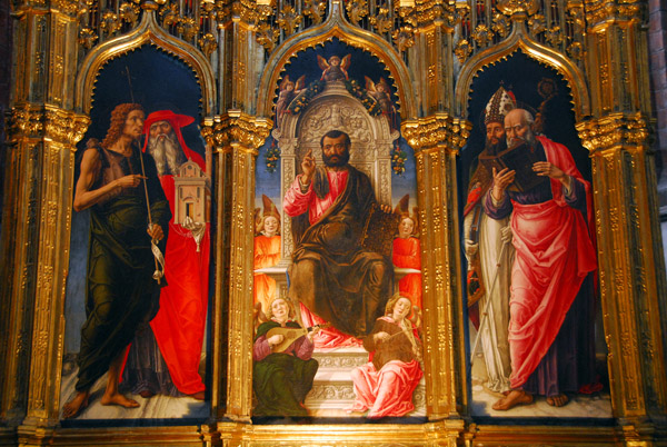 Vivarini's 1474 altarpiece San Marco in trono e i santi Giovanni Battista, Gerolamo, Pietro e Nicol