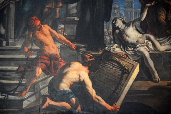 Detail from 'St. Anthony Raising a Man from the Dead' by Francesco Rosa, i Frari