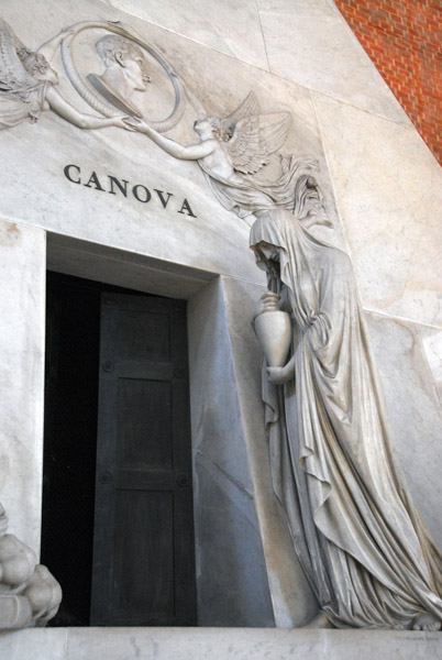 A mourning woman about to deposit the urn which actually contains Canova's heart, by Bartolomeo Ferrari, i Frari