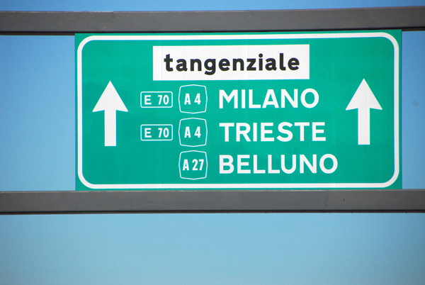 Veneto Beltway (tangenziale) to Milano, Trieste and Belluno