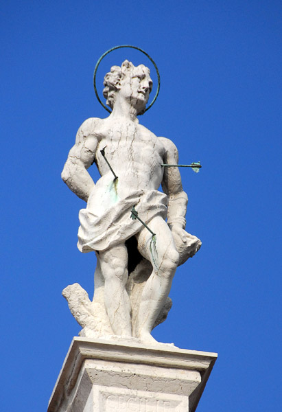 Statue of St. Sebastian on top of the Chiesa di San Sebastiano, Dorsoduro