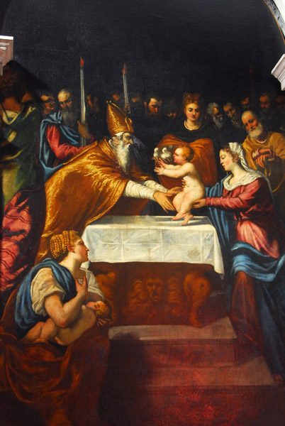 Presentazione di Ges al tempio e ritratti di confratelli,(Presentation of Jesus in the temple) Tintoretto, 1542, del Carmini