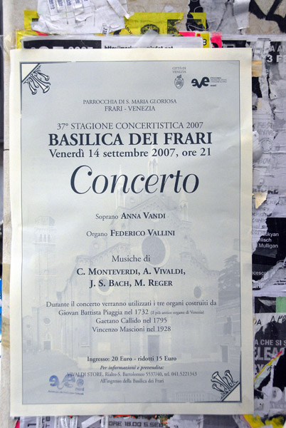 Concert poster, Basilica Dei Frari