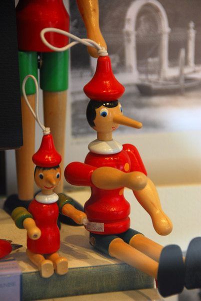 Pinocchio  Christmas ornament at a shop in Venice