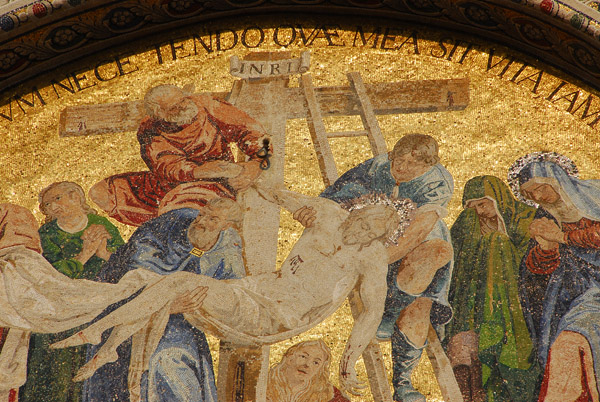 San Marco Mosaic - The Deposition from the Cross, western façade lunette above the Portal of St. Alipius
