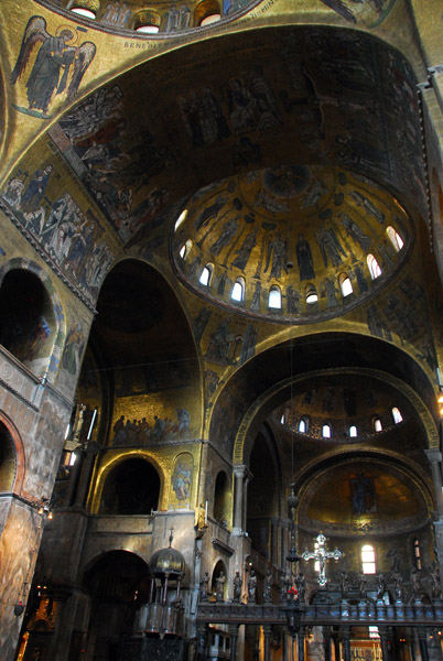 Grand interior of St. Mark's Basilica gives an idea of what the splendor that the Haigia Sophia must have had