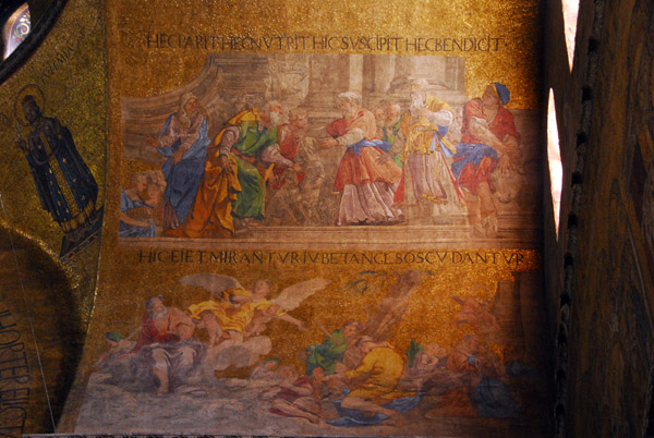 San Marco Mosaic - (bottom) Joachim's lamentation, the announcements to the shepherds, Joachim and Anna at the golden door