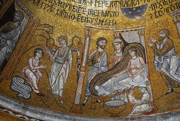 San Marco Mosaic - Abraham's cupola, the birth of Ishmael and the conversation between Agar and the angel