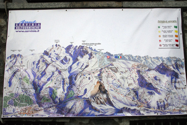 The ski area of Breuil-Cervinia-Valtournenche is contiguous with Zermatt, Switzerland