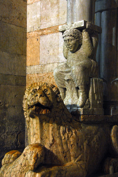 Lion and column of the main door, Duomo Ferrara