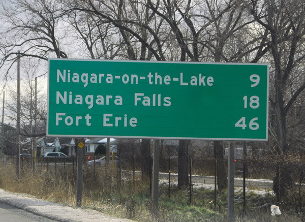 Canadian side - Niagara Falls road sign