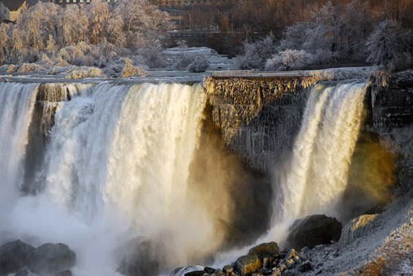 American Falls and Bridal Veil Falls in winter, Niagar Falls NY