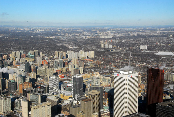 View past downtown, northeast from CN Tower