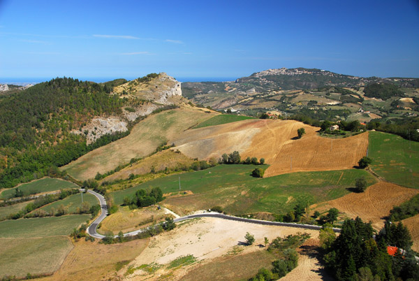 Apennine countryside around San Leo, Pesaro e Urbino, looking toward San Marino