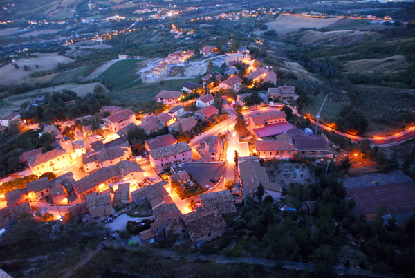 Lights of the village of Torriana from the castle