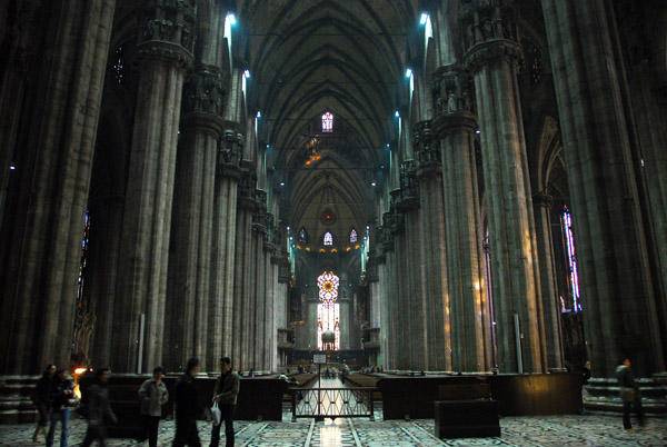 One of the five aisles of Milan Cathedral