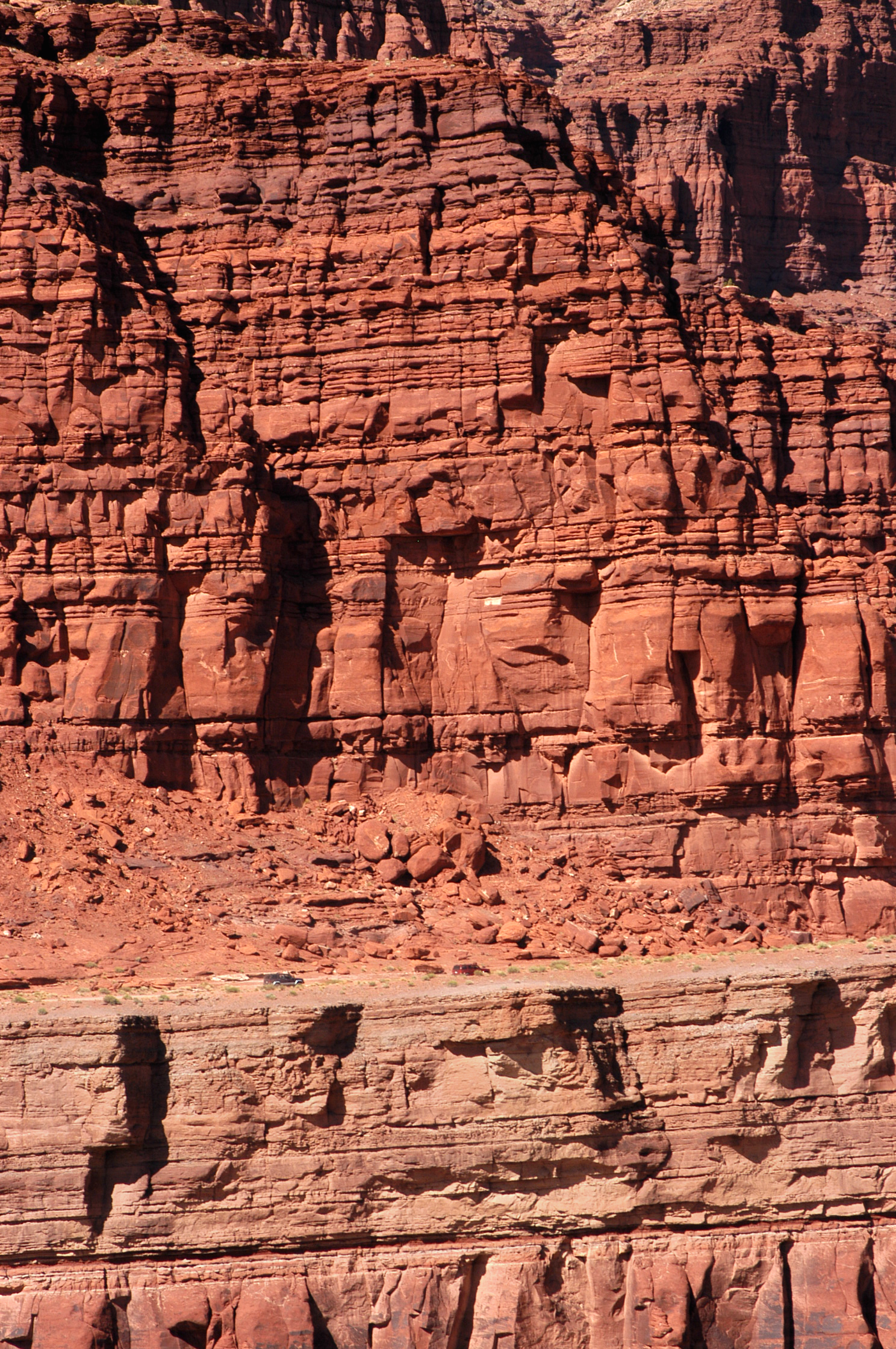 Two cars on Shafer Trail