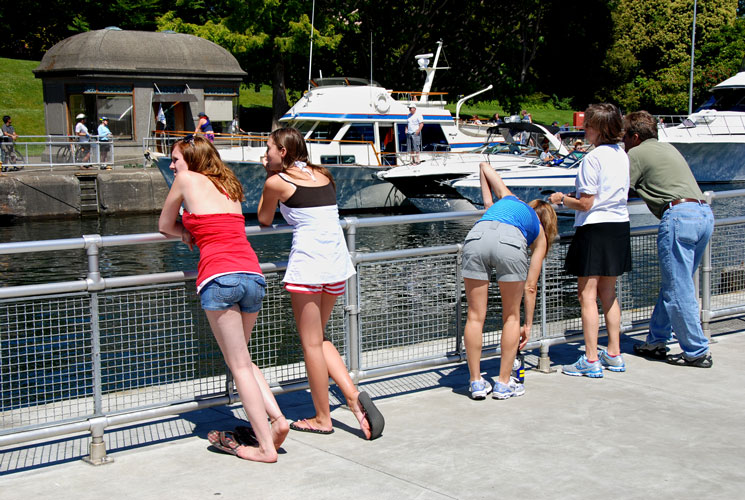 Watching the action at the locks while being part of the action