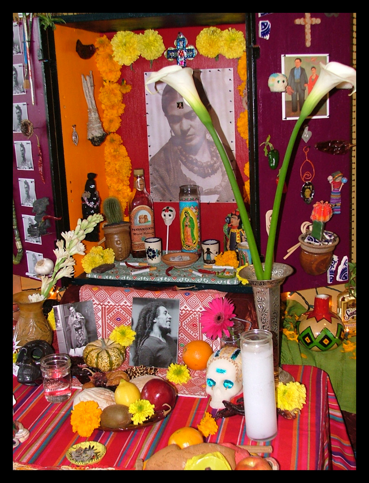 Frida alter with Virgen candle