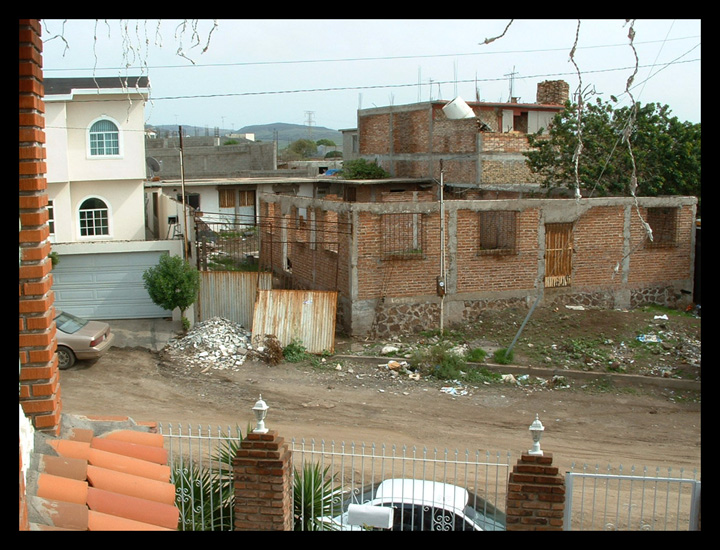 the house being built across the way