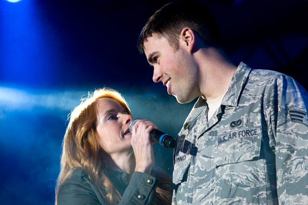 Julie Dutchak Hamming it up with one of our Servicemen
