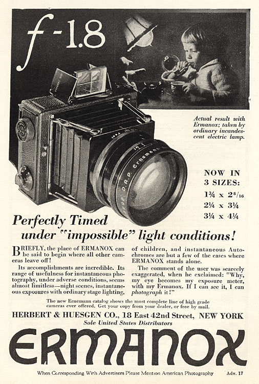 Ermanox Ad From 1927