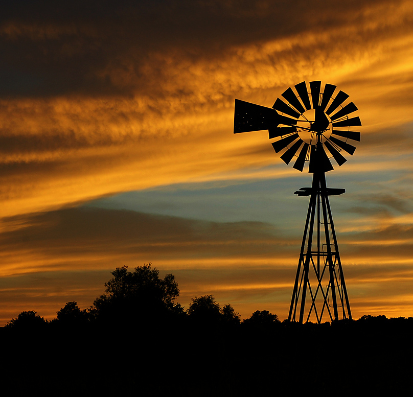 Windmill Sunset (Composition #2)