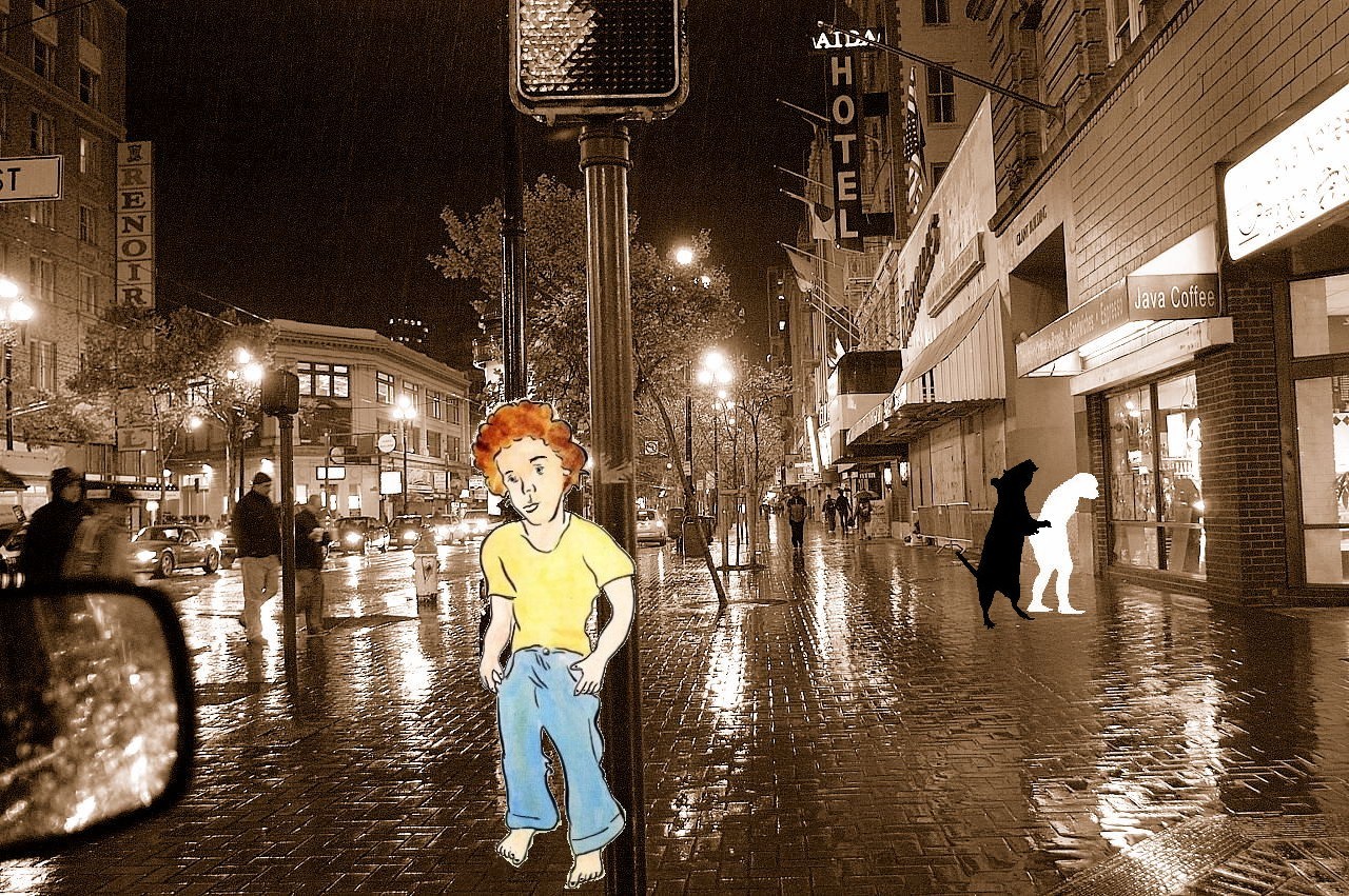 169_23a (market and 7th, looking east. rhythm of the falling rain)